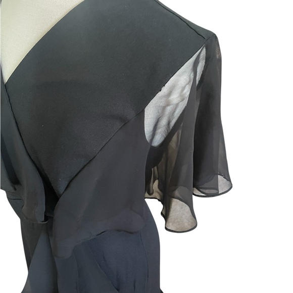 Filigree Black Ruffle Maxi Dress Wrap Vintage 80's 90's Size 12 - Picture 5 of 9